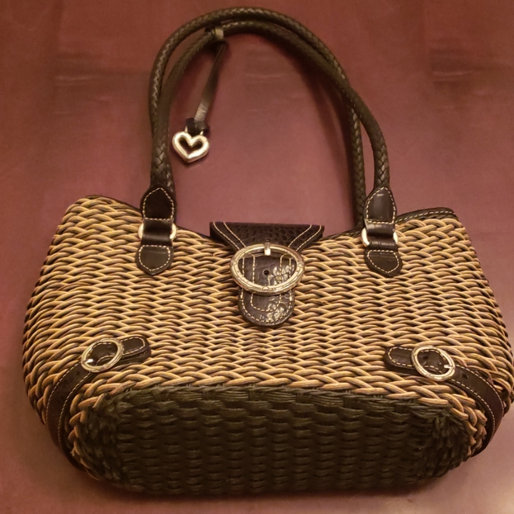 Brighton Straw Handbag Accented with Leather